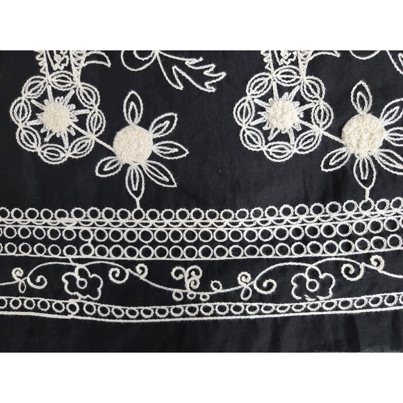 Studio West Apparel Women's L Black Cotton A-Line Skirt with Embroidered Flowers - Picture 7 of 12